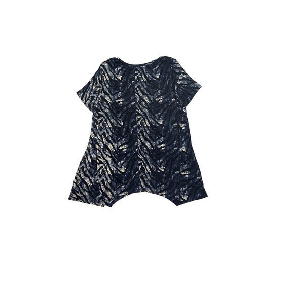 New Directions XL Black & Beige Zebra Print Short Sleeve Tunic Top 1754 - Picture 3 of 5
